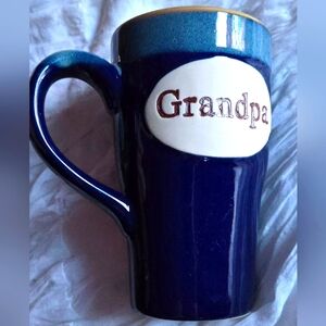 Vintage Tumbleweed Studio Art Pottery Blue 'Grandpa' Mug Coffee Tea Cup Gifts